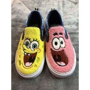 Kids Spongebob Squarepants Slip On Shoes Yellow Pink Character Plush Size 13